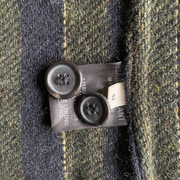 Isabel Marant navy/charcoal striped fitted wool jacket w/ raw edge detail  Sz L - Picture 10 of 13